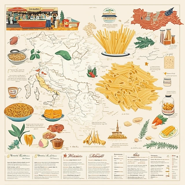 An informative graphic highlighting the pronunciation differences and cultural origins of Pasta Fagioli and Pasta Fazool. Infographic comparing the pronunciation and origins of Pasta Fagioli and Pasta Fazool.