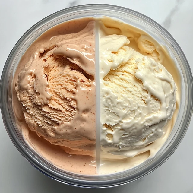 A detailed look at the Ninja CREAMi blending a solid frozen base into smooth ice cream, illustrating why a full 24-hour freeze is recommended. Ninja CREAMi machine processing a fully frozen ice cream base.