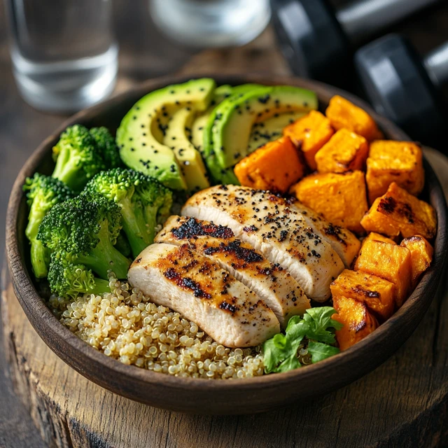 A meal prep scene featuring chicken and broccoli, demonstrating a structured approach to eating healthy while ensuring variety and convenience. Meal prep containers with chicken, broccoli, and brown rice, ready for storage.