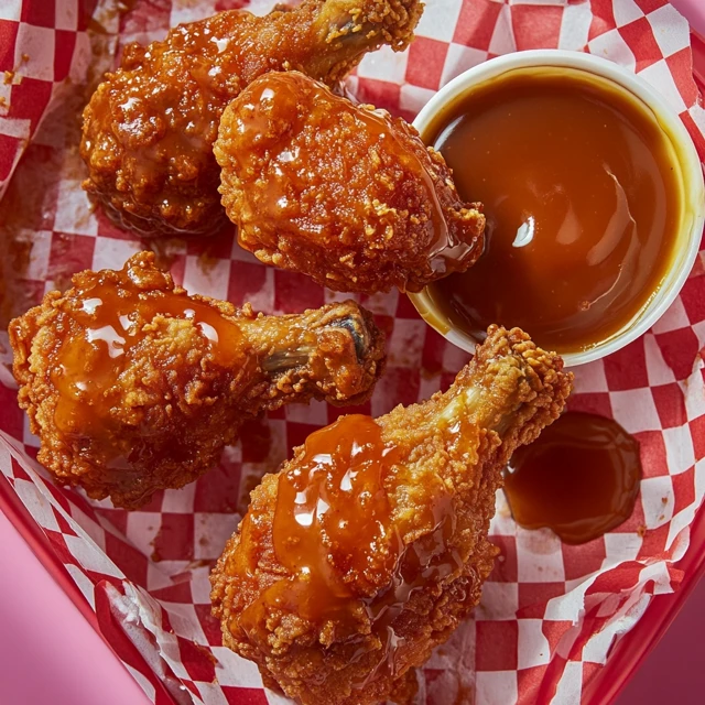 An illusion dessert featuring ice cream drumsticks in a fried chicken bucket, complete with a crunchy, golden coating. A bucket of Not Fried Chicken Ice Cream, designed to mimic real fried chicken drumsticks.