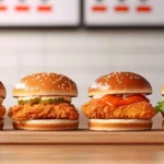 KFC chicken frying in a commercial pressure fryer, showing bubbling oil and crispy golden-brown coating.